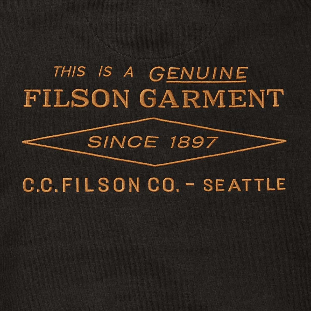 Filson Prospector Embroidered Hoodie Faded Black/Gold Diamond, warme pullover die van frisse dagen en koele avonden jouw favoriete soort weer maakt