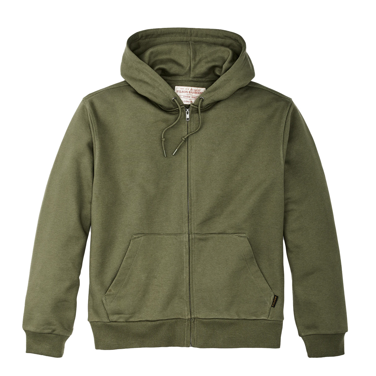 Filson Prospector Full Zip Hoodie Olive Drab, warme pullover die van frisse dagen en koele avonden jouw favoriete soort weer maakt