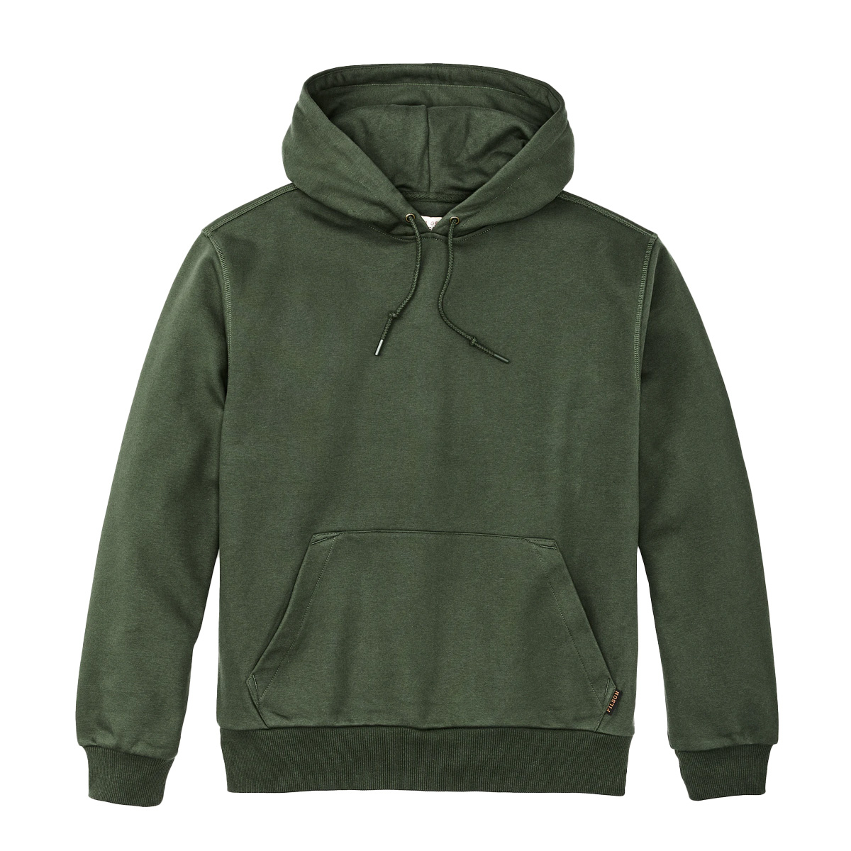 Filson Prospector Hoodie Kombu Green, een koel-weer basic voor de lange termijn, gemaakt van stevig 13-oz. fleece