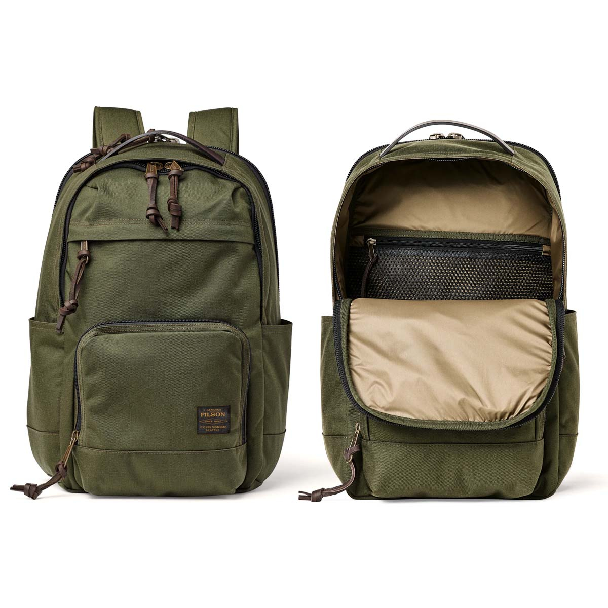 Filson Dryden Backpack Otter Green sterke rugzak met opvallend veel opbergruimte