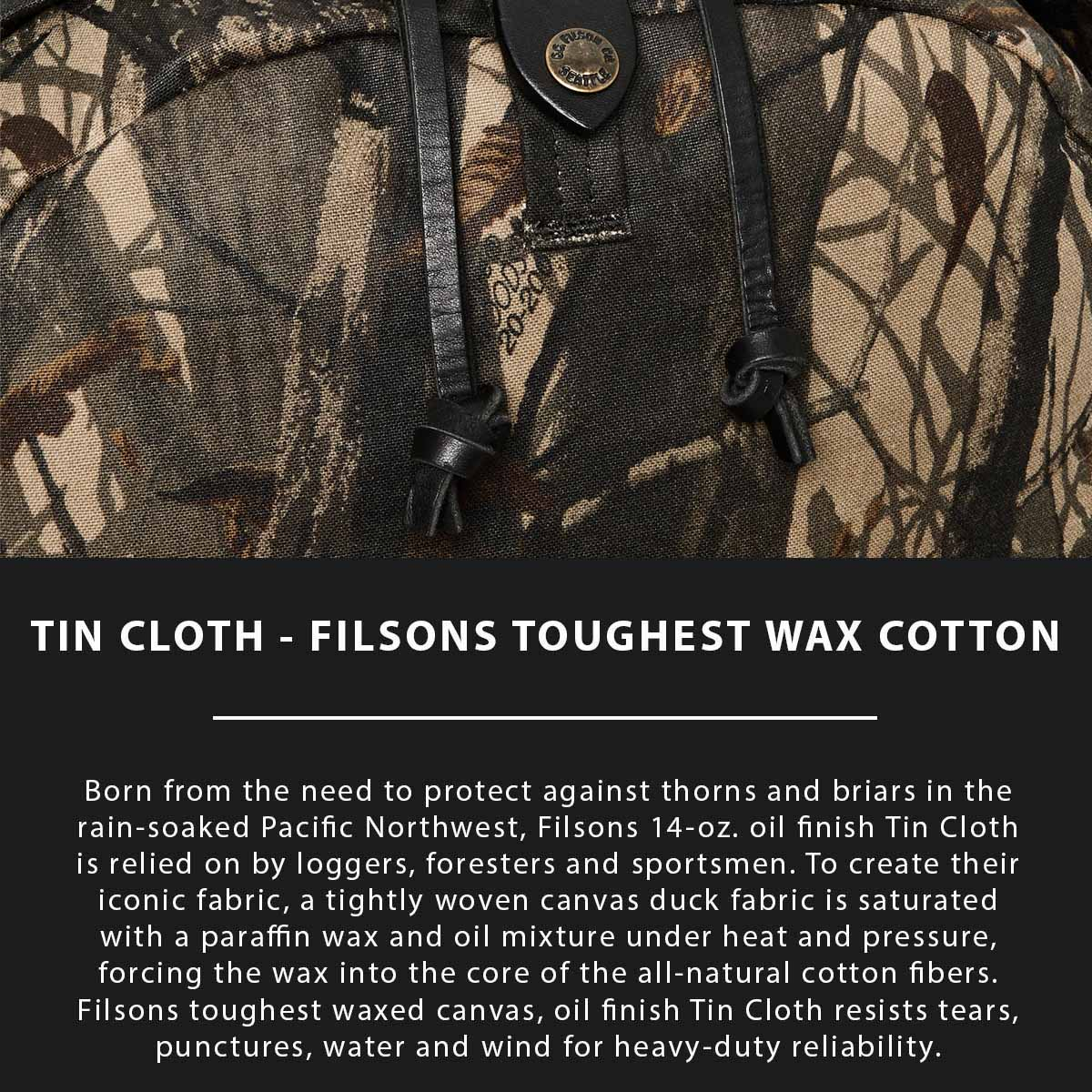 Filson Journeyman Backpack Realtree Hardwoods Camo, gemaakt met olie geïmpregneerde 14-oz. 'Tin Cloth' canvas