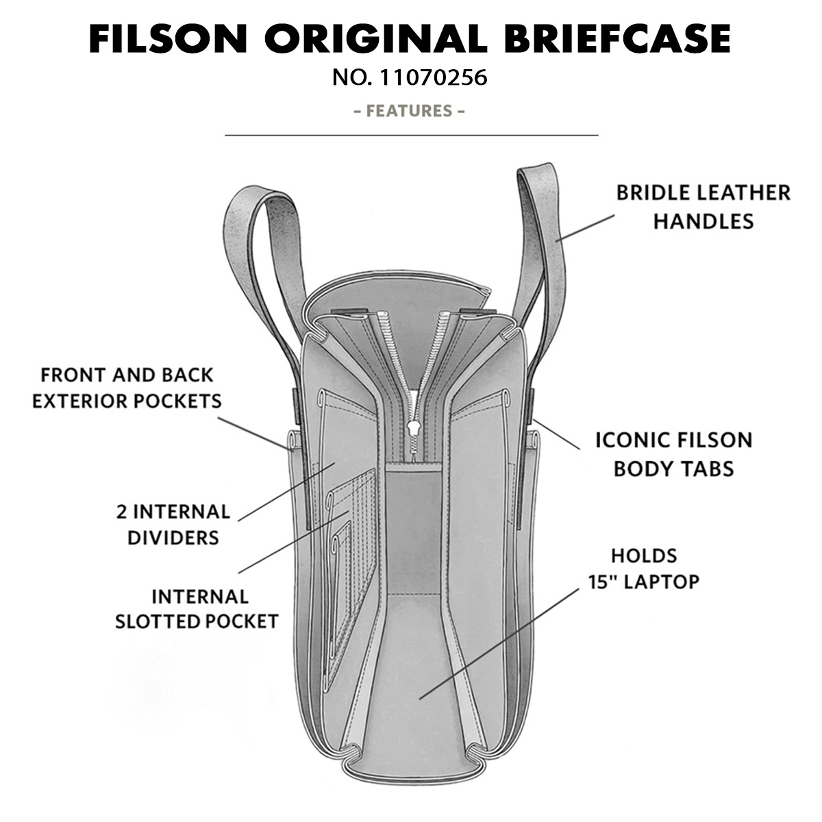 Filson Original Briefcase 11070256 Black, features