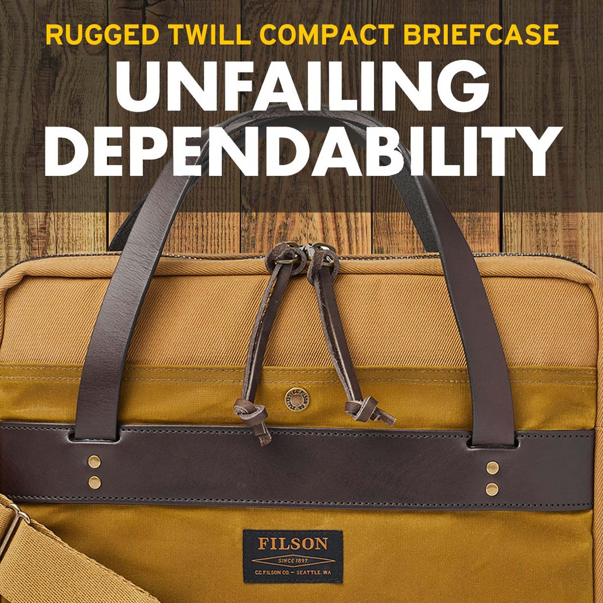 Filson Compact Briefcase Tan, slanke aktetas. Zeer goed gemaakt en mooi gedetailleerd