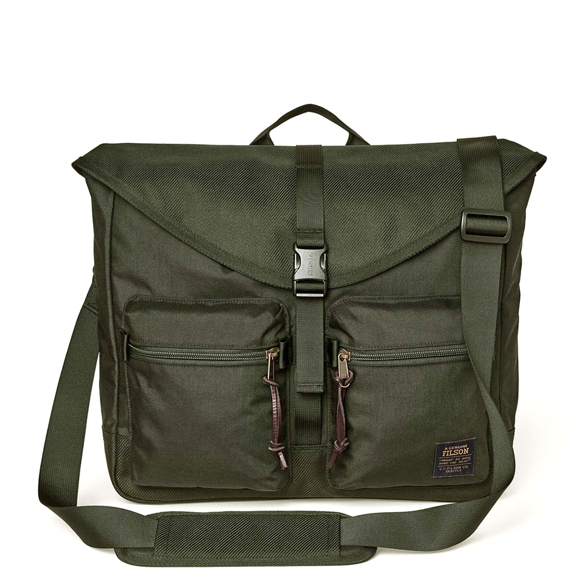 Filson Surveyor Messenger Bag Service Green, duurzame en veelzijdige messenger bag die bestand is tegen intensief gebruik
