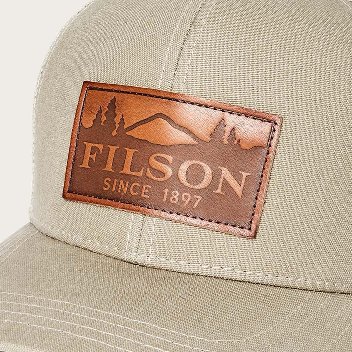 Filson Dry Tin Logger Mesh Cap Gray Khaki, iconische pet van duurzaam Dry Tin Cloth