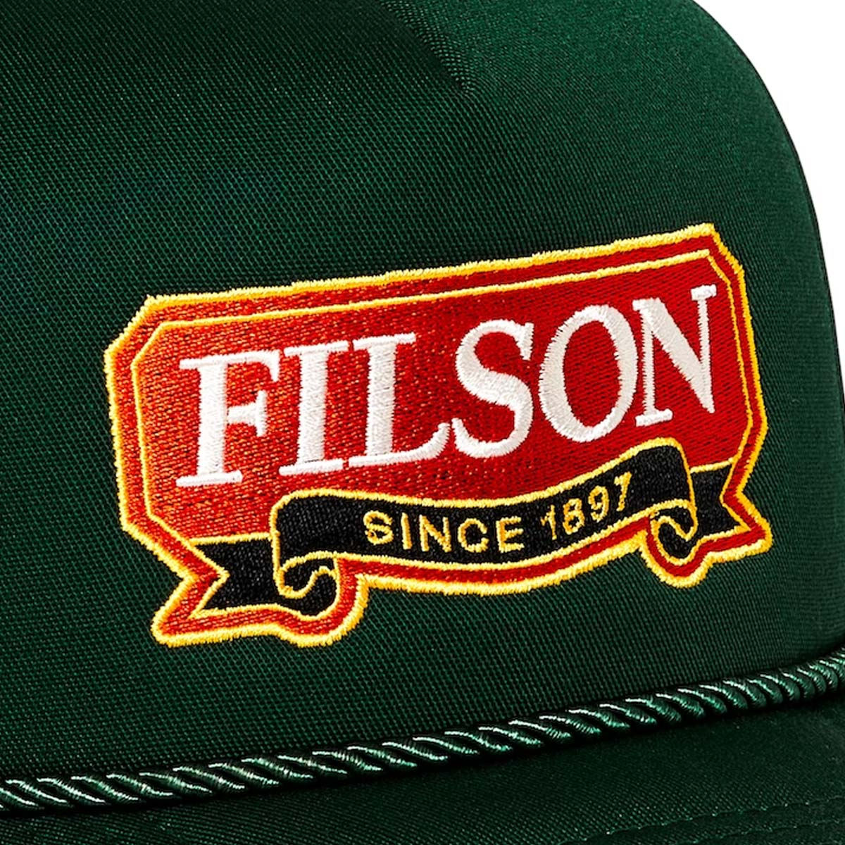Filson Harvester Cap Spruce/Ribbon, klassieke vijf-panel cap voor comfort en jaren trouwe dienst