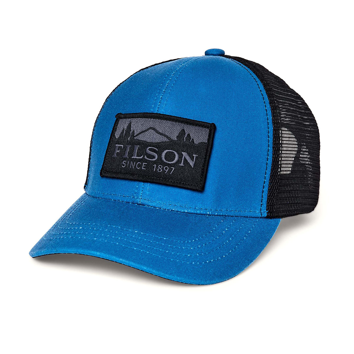 Filson Logger Mesh Cap Marlin Blue, iconische pet van duurzaam Tin Cloth