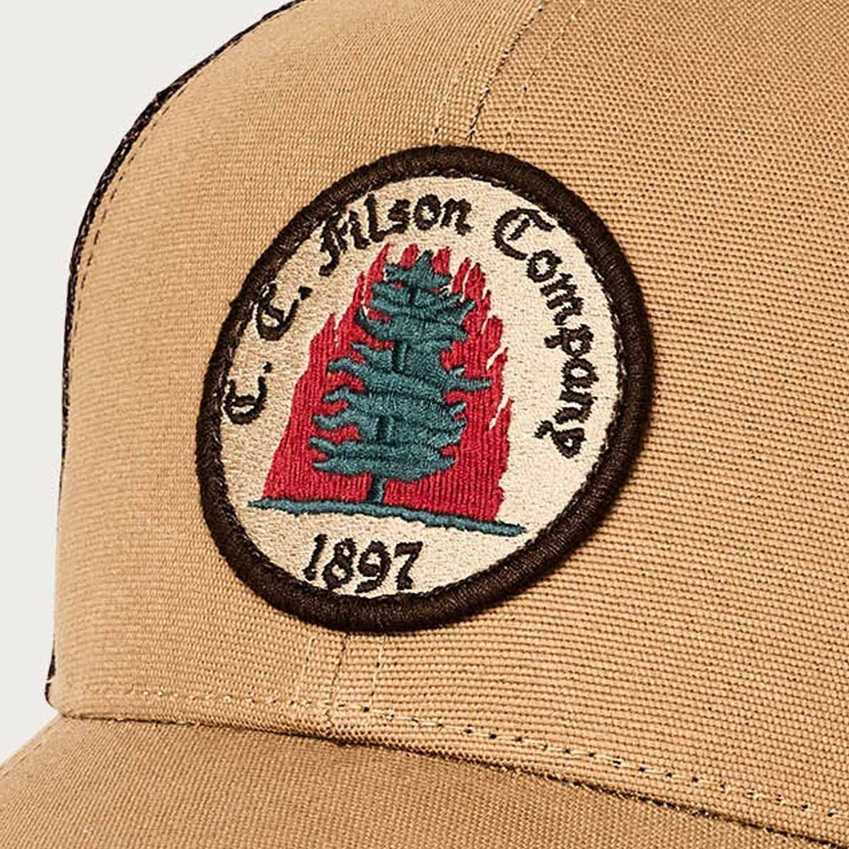 Filson Logger Mesh Cap Wheat/Fire, logo