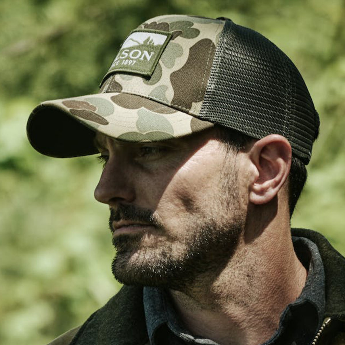 Filson Mesh Logger Cap Camo/Scenic, durable cap with breathable sun protection