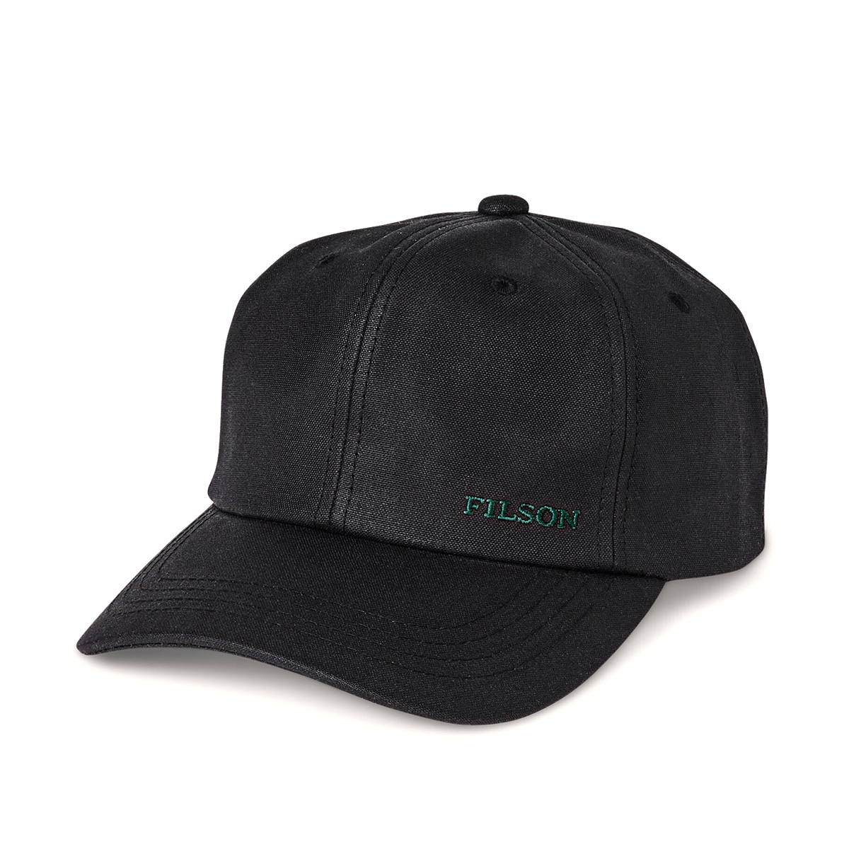 Filson Oil Tin Low-Profile Logger Cap Black, Cap gemaakt met waterafstotende oil finish Tin Cloth
