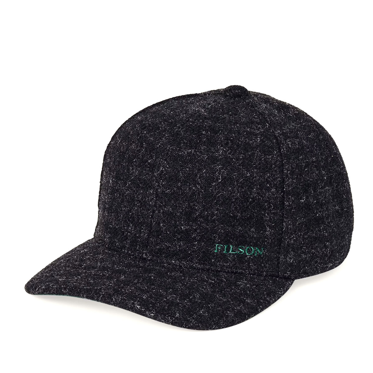 Filson Wool Logger Cap Black Marl Heather Check, Filson's warmste houthakkerspet, gemaakt van weerbestendige Mackinaw Wool