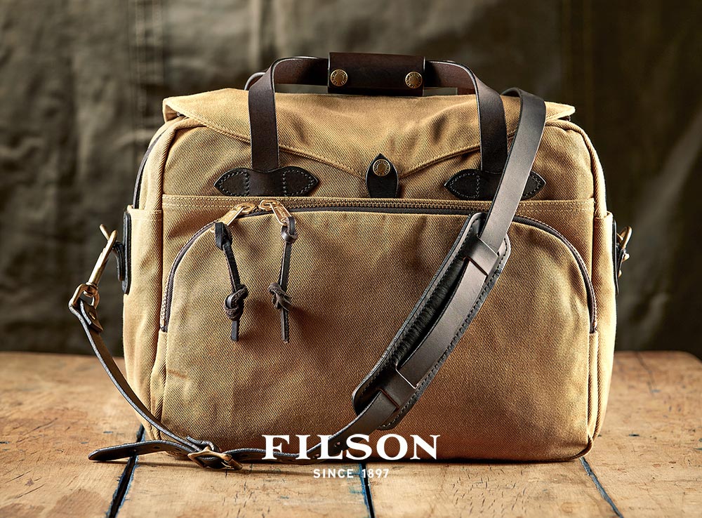 filson twill padded laptop briefcase