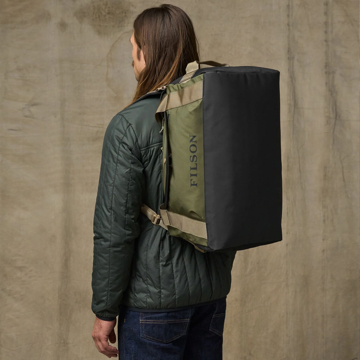 Filson All-Weather 40L Duffle Olive/Black/Covert, Waterbestendige 40L Duffle voor Elk Avontuur Filson All-Weather 40L Duffle Olive/Black/Covert, Waterbestendige 40L Duffle voor Elk Avontuur