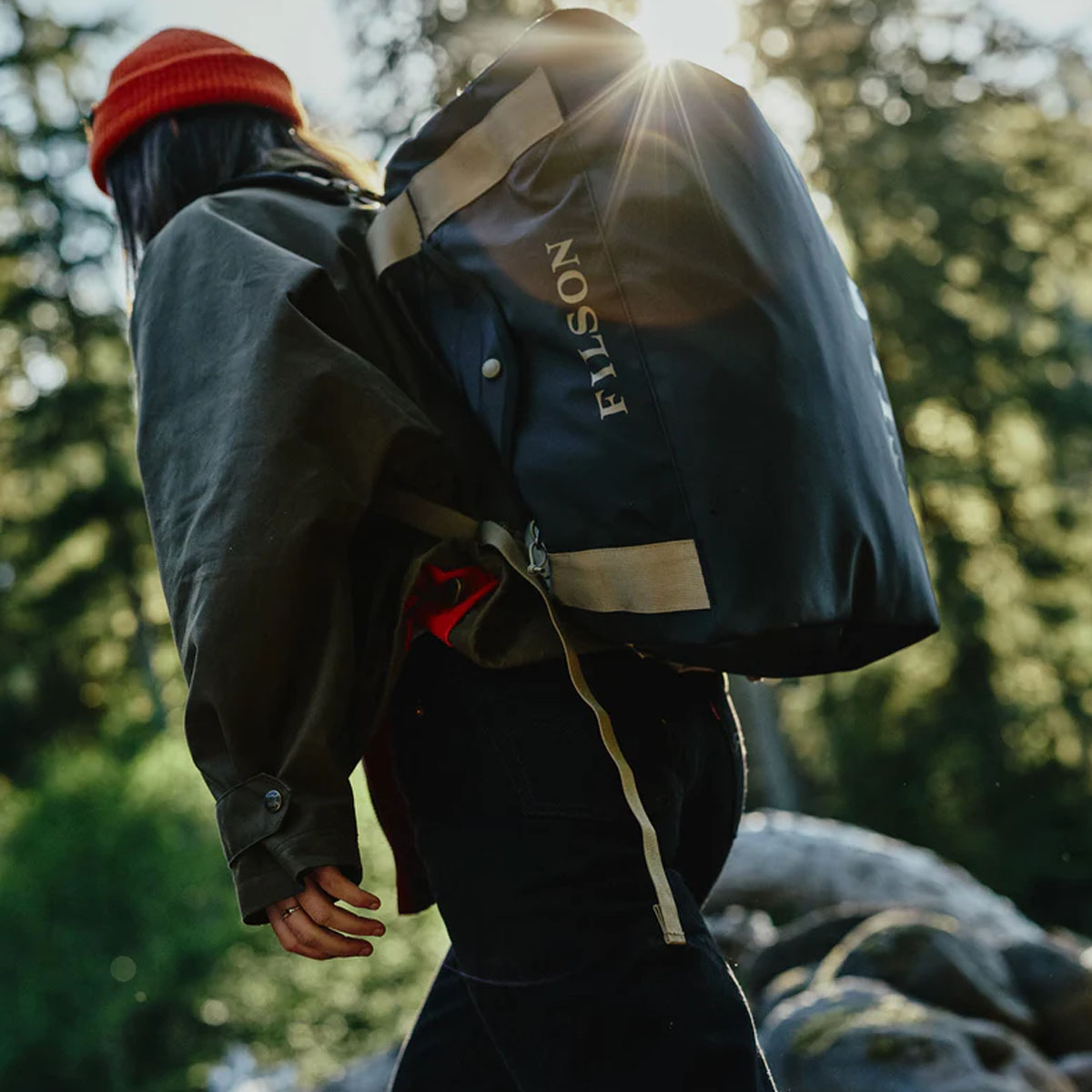 Filson All-Weather 40L Duffle Black/Covert, Waterbestendige 40L Duffle voor Elk Avontuur