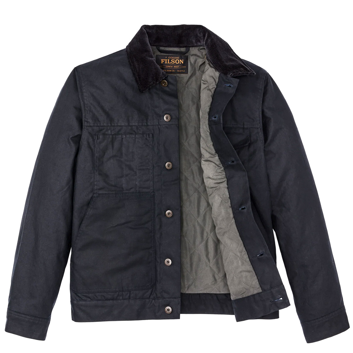 Filson Insulated Short Cruiser Harbor Blue, the ideal work jacket for cold, wet weather