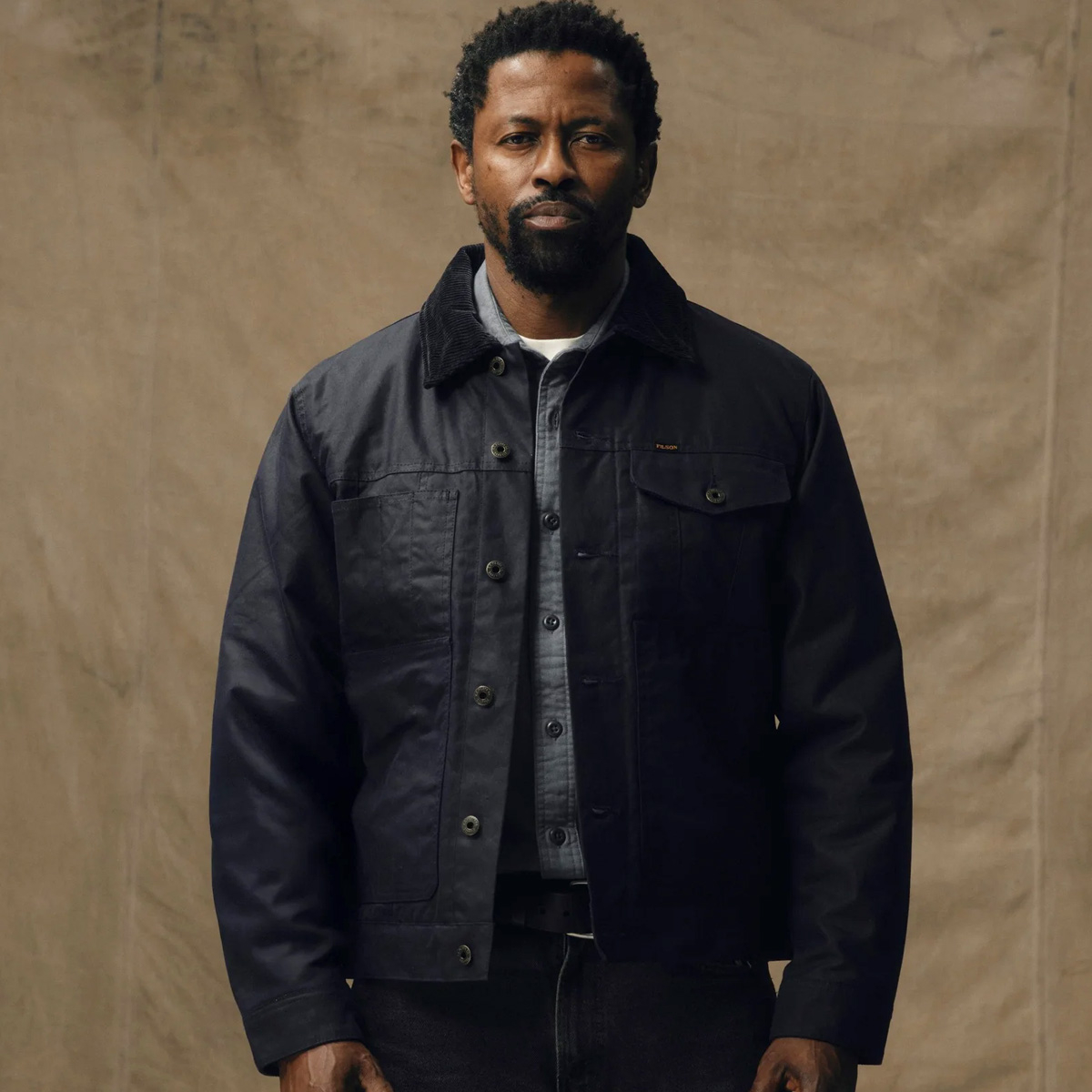 Filson Insulated Short Cruiser Harbor Blue, Iconic Waxed Cotton Jacket with Insulation