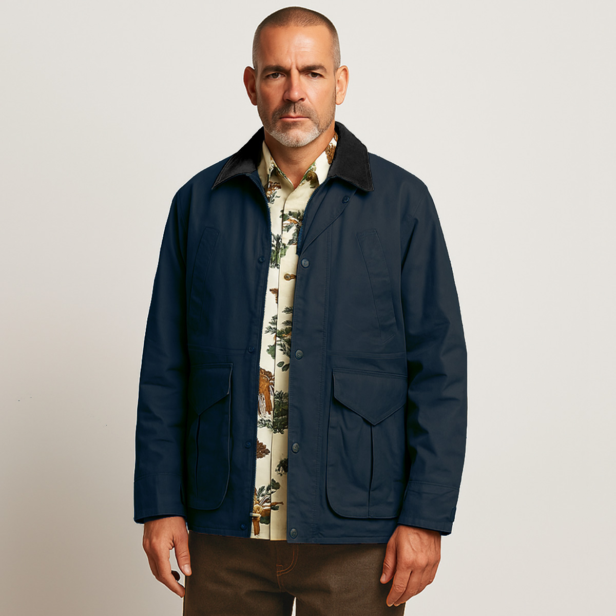 Filson Ranger Field Jacket Navy, een ademende, gewaxte jas voor buitenwerk in warm weer.