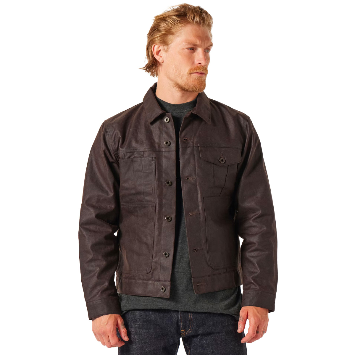 Filson Tin Cloth Short Lined Cruiser Jacket Dark Brown, het ideale werk-jack voor koud, nat weer