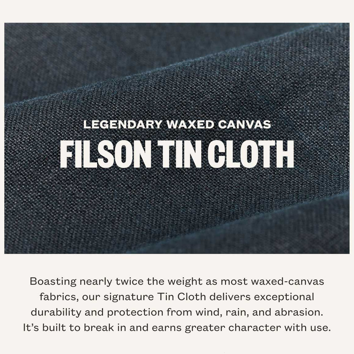 Filson Tin Cloth Short Lined Cruiser Jacket Service Blue, gemaakt van het legendarische supersterke, lichtgewicht, en olie geïmpregneerde 14-oz. 'Tin Cloth' canvas