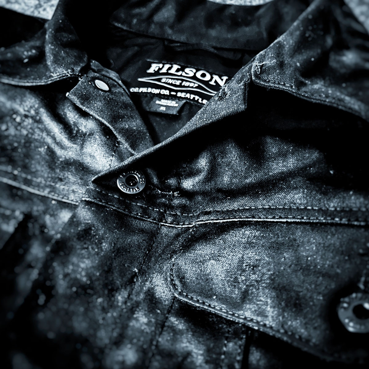 Filson Tin Cloth Short Lined Cruiser Jacket Service Blue, water-afstotend en slijtvast werk jacket, the best of the best