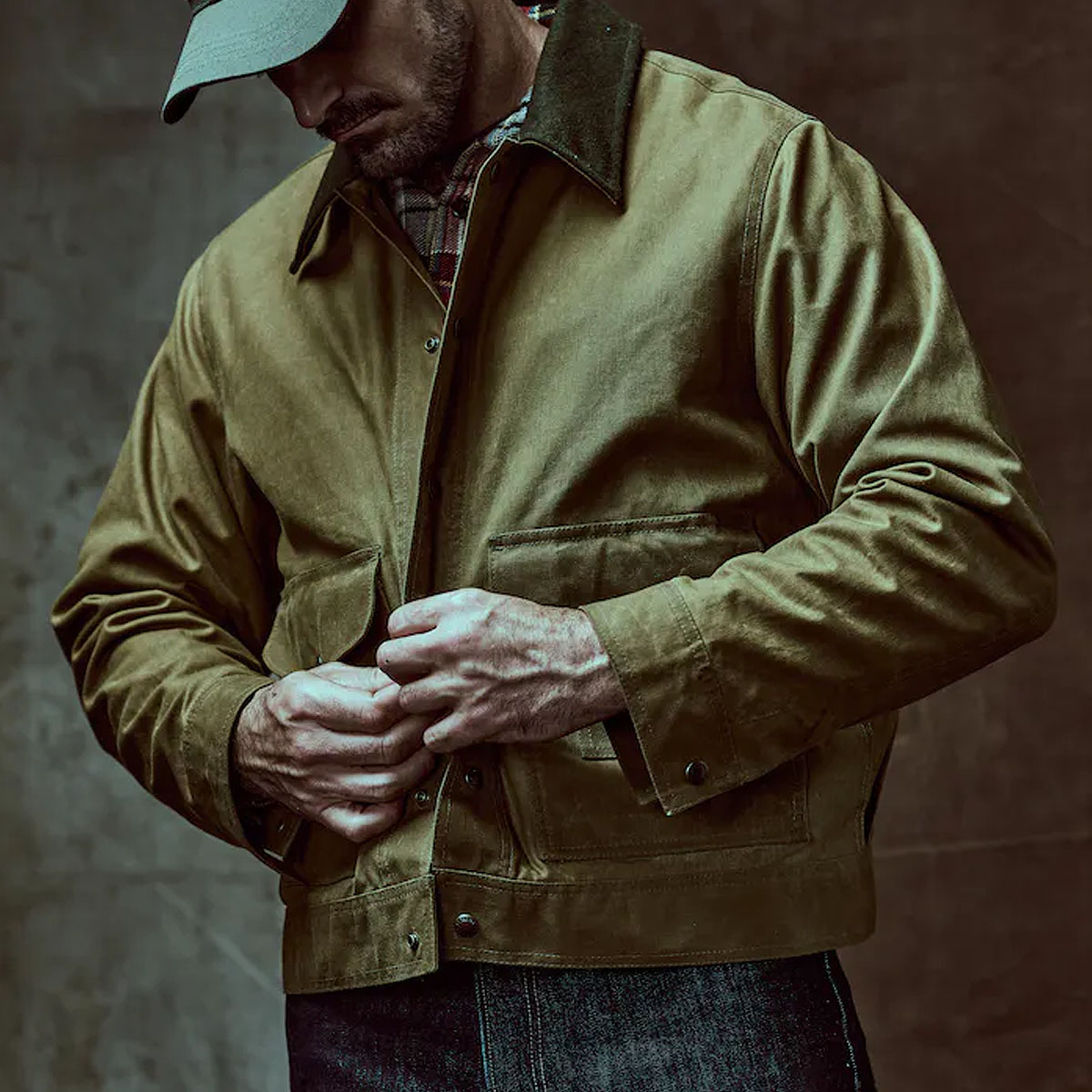 Filson Tin Cloth Work Jacket Dark Tan, grootste bescherming tegen weersinvloeden en slijtage