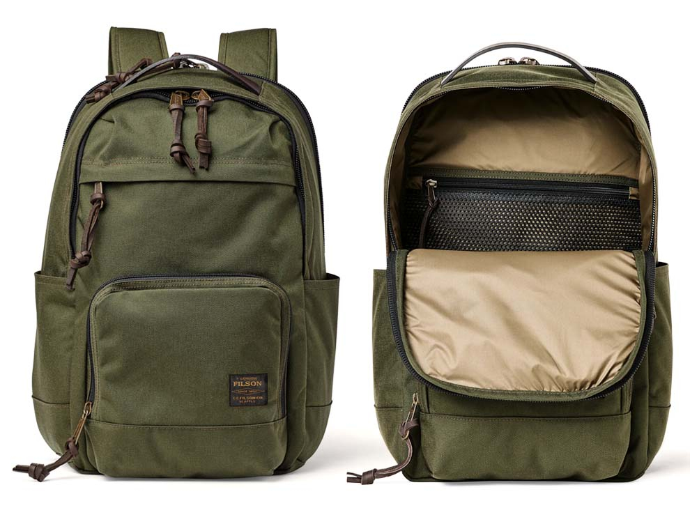 Filson Dryden Backpack Otter Green, voor reizen, werk, sport en stadsleven