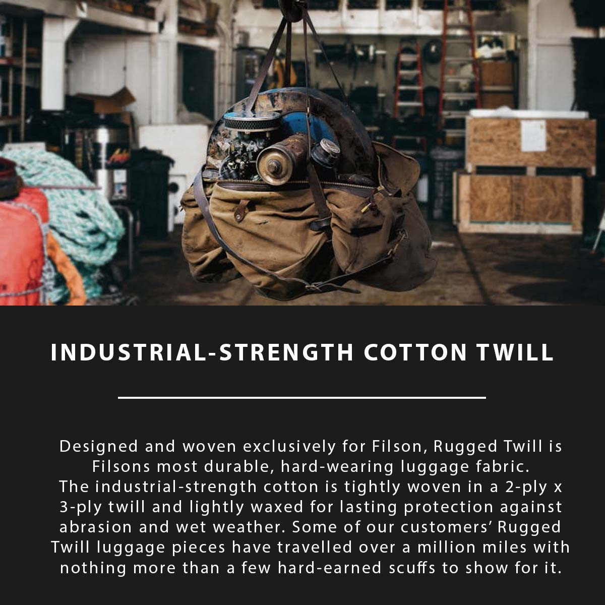 Filson Rugged Twill Duffle Bags, gemaakt van het legendarische Rugged Twill Canvas