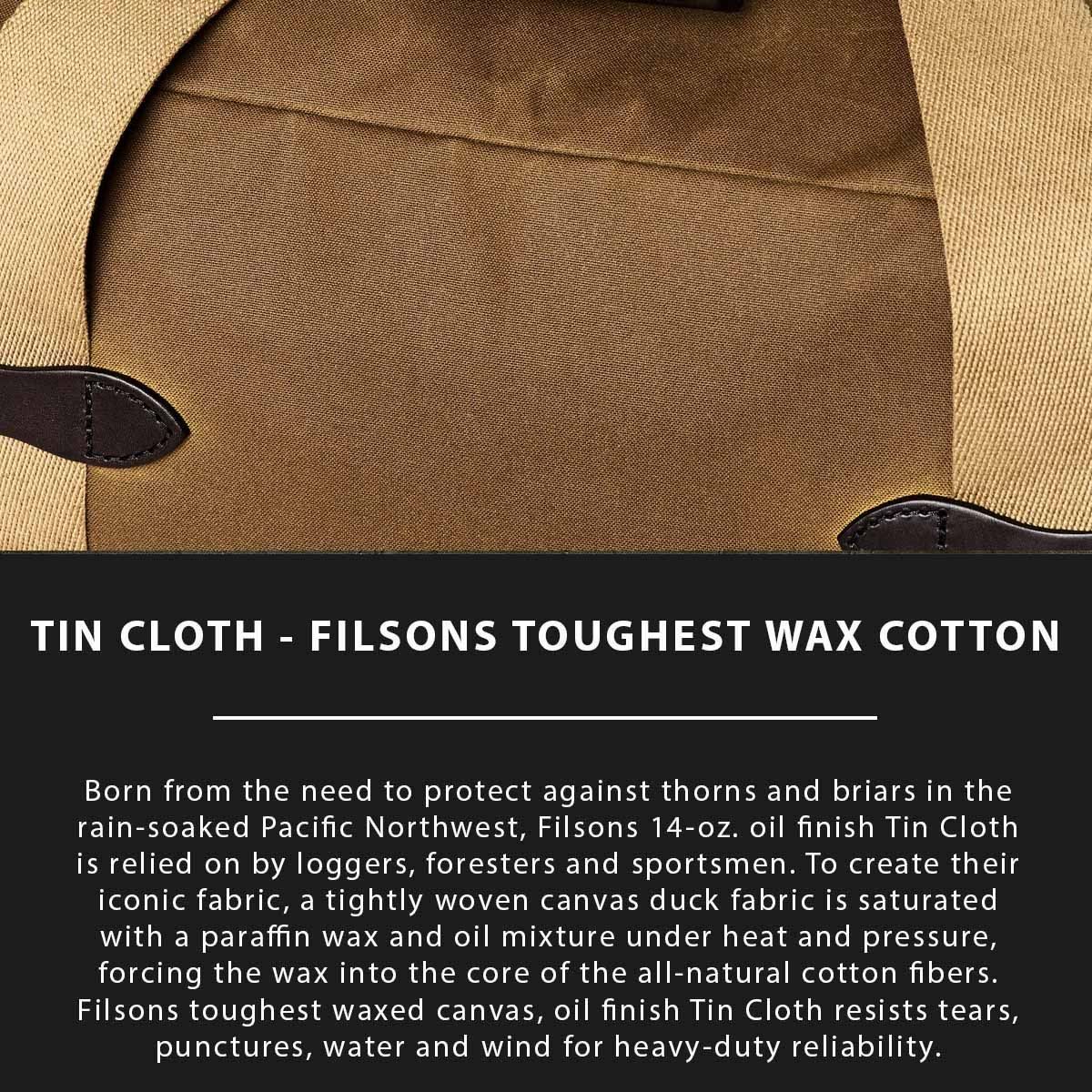 Filson Tin Cloth Medium Duffle Bag Dark Tan, Tin Cloth Uitgelegd