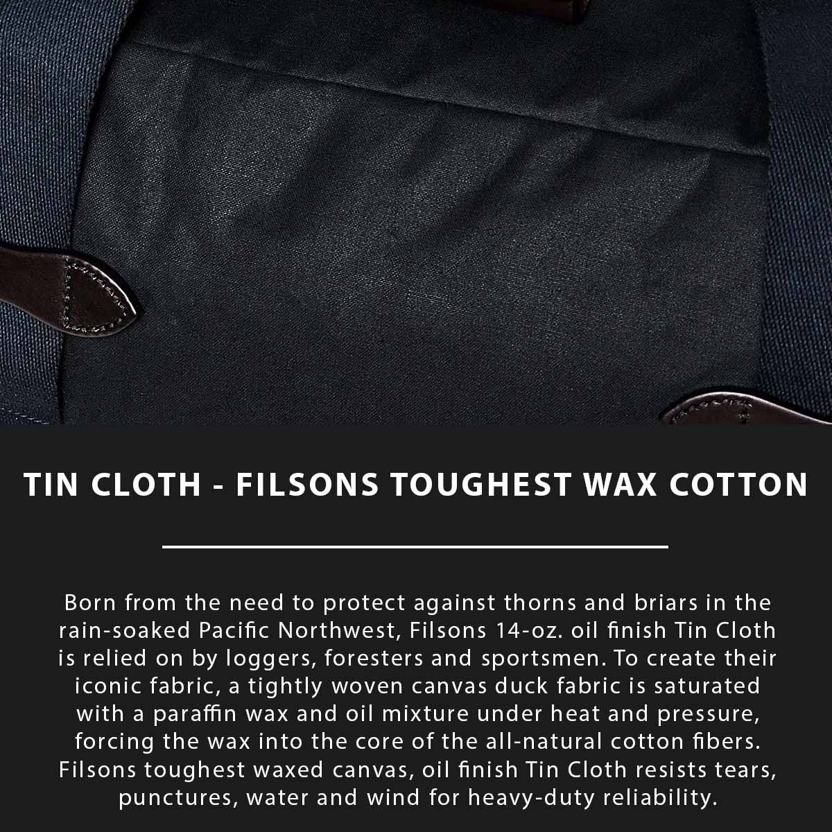 Filson Tin Cloth Medium Duffle Bag Navy, Tin Cloth Explaned