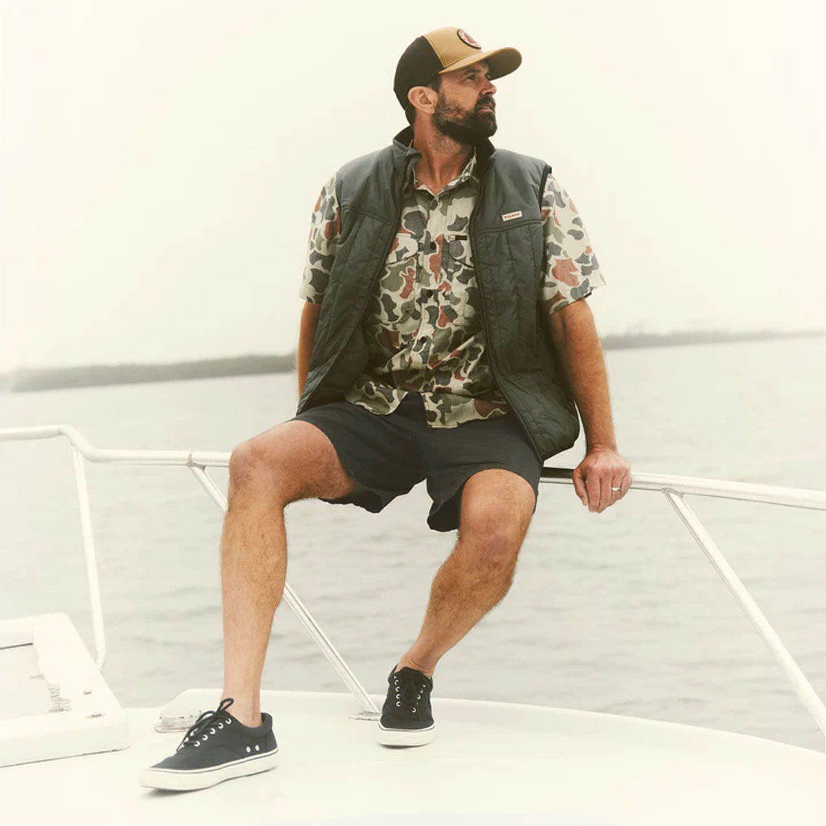Filson Oakville Canvas Shorts Gravel, Ontworpen voor zomerwandelingen, ruige paden en actieve buitenactiviteiten