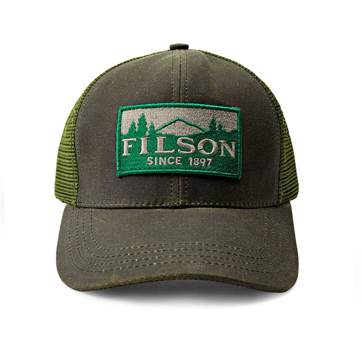 Filson Logger Mesh Cap 11030237-Otter Green, iconische pet gemaakt van duurzaam Tin Cloth en gemaakt om jaren intensief gebruik te weerstaan