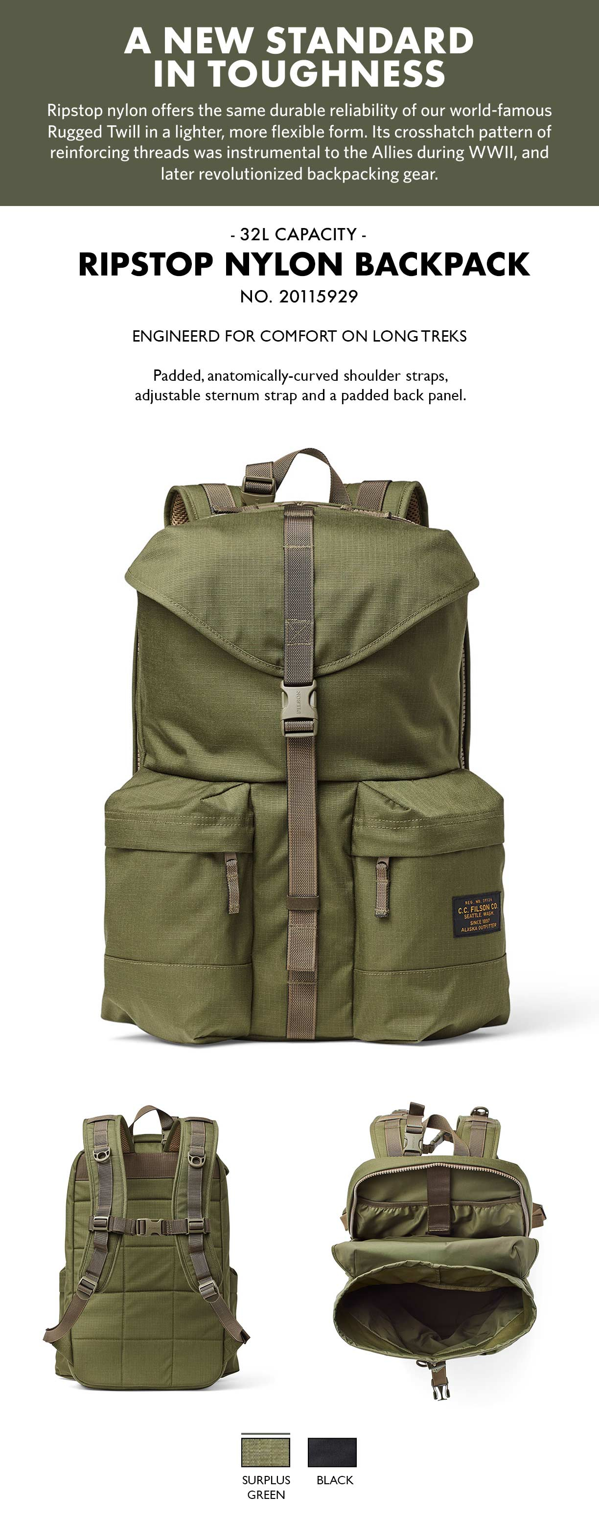 Filson Ripstop Backpack Surplus Green Product-informatie