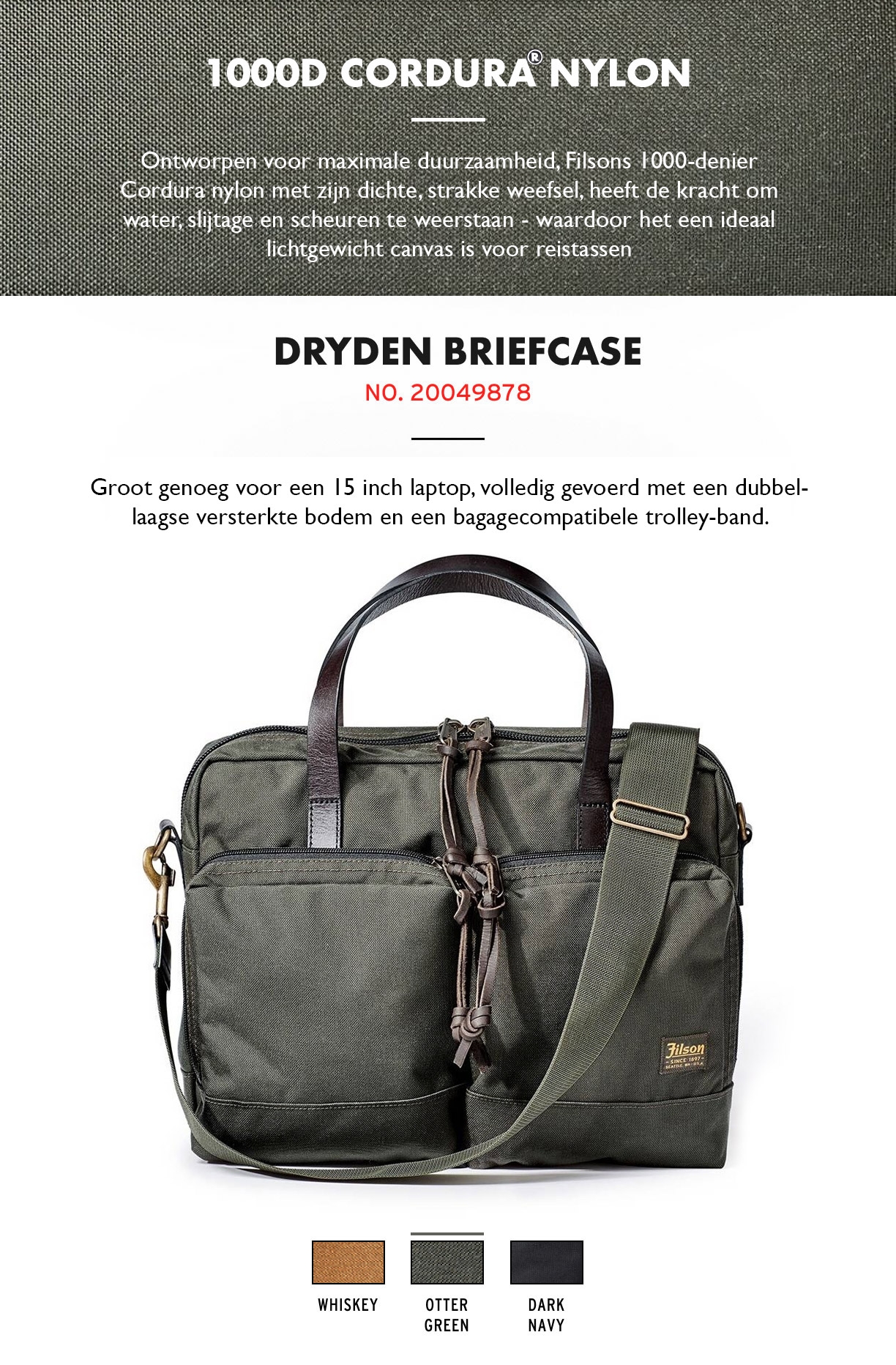 Filson Dryden Briefcase Otter Green Product-informatie