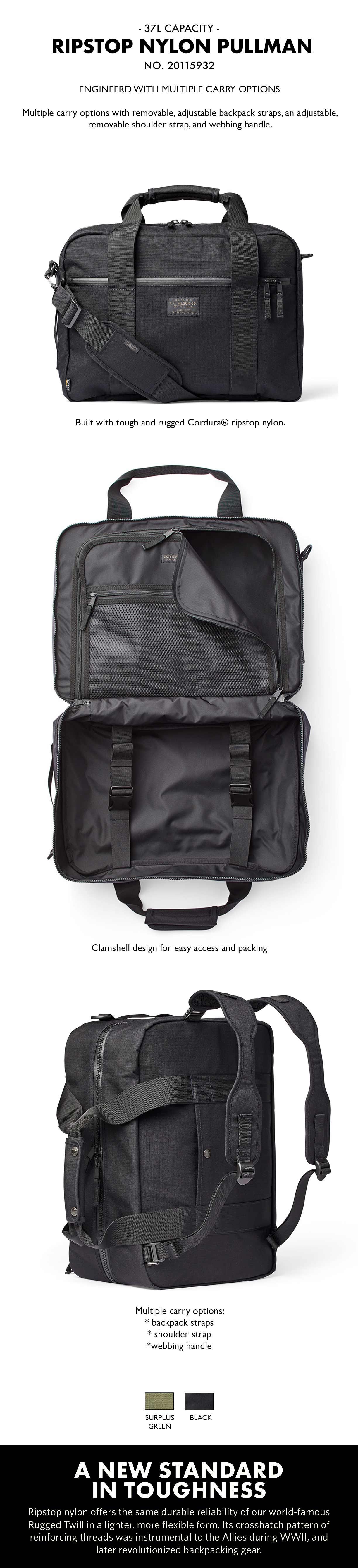 Ripstop Nylon Pullman 20115932-Black Product-informatie