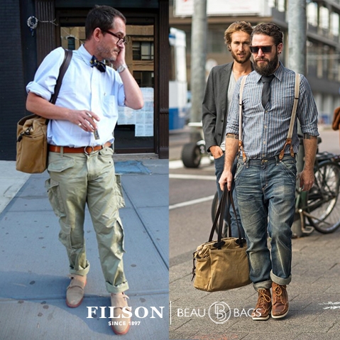 Filson Tote Bag with Zipper Tan, gemaakt voor mannen en vrouwen die van gemak, stijl en kwaliteit houden