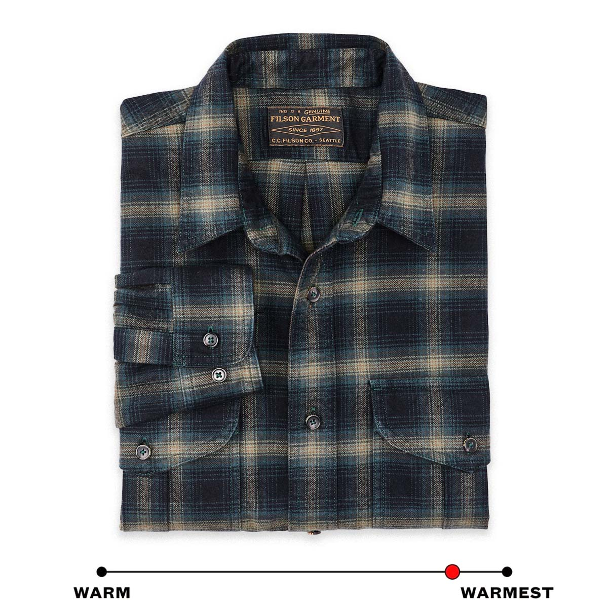 Filson Alaskan Guide Shirt Navy Pine Bronze Plaid, biedt onfeilbaar comfort en duurzaamheid, seizoen na seizoen
