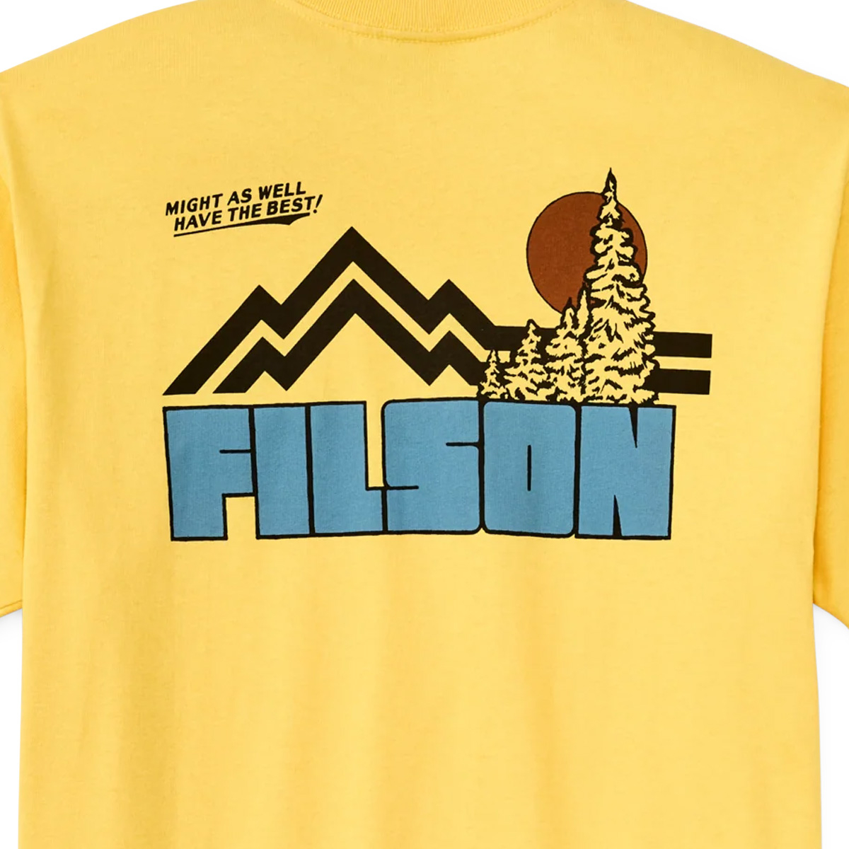 Filson Frontier Graphic T-Shirt Aspen Gold/Sun, robuust shirt dat comfortabel in de hand ligt en zijn structuur behoudt, seizoen na seizoen