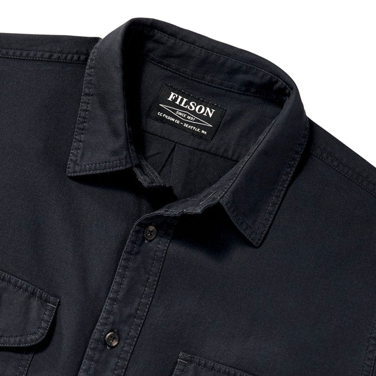 Filson Lightweight Alaskan Guide Shirt Midnight Navy, detail