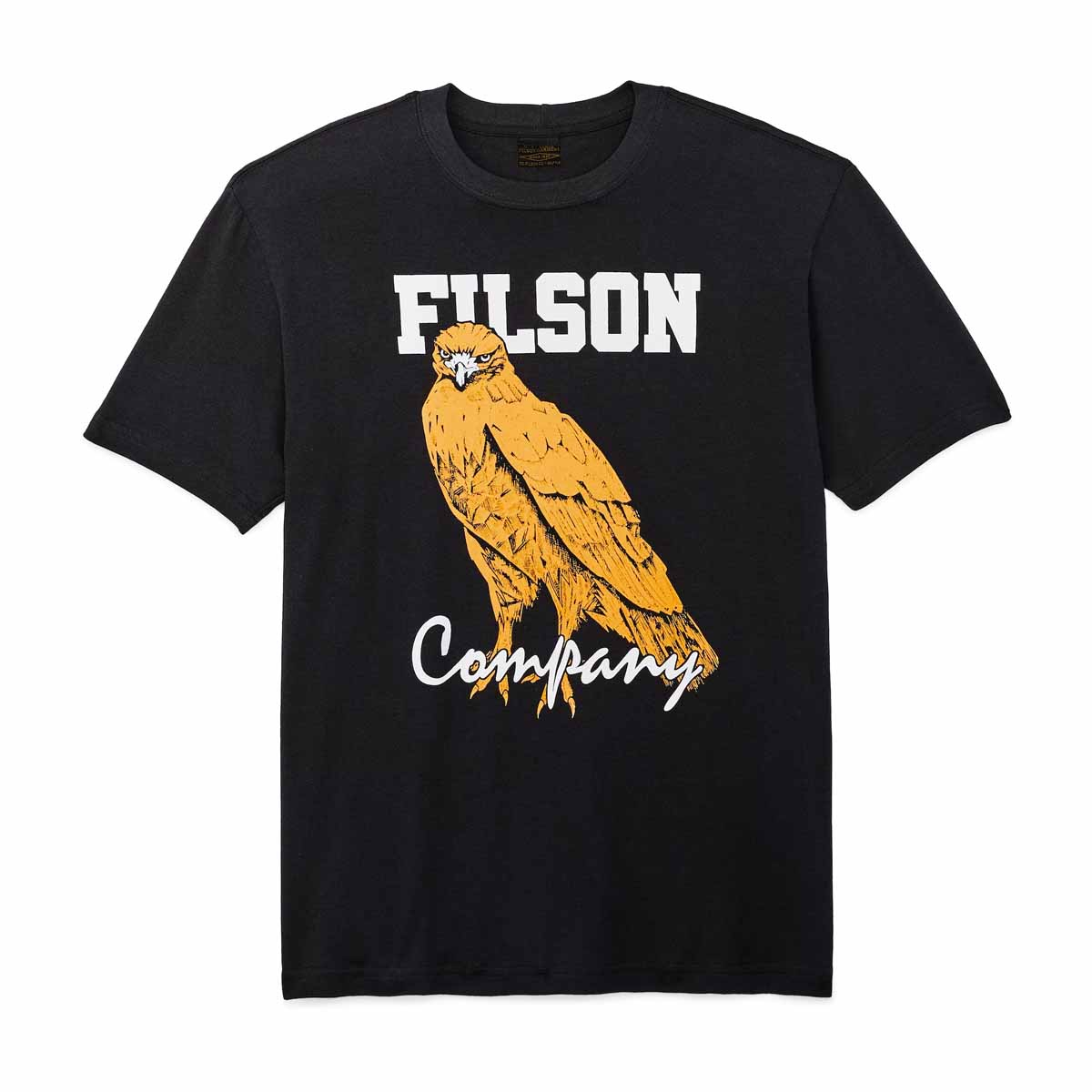 Filson Pioneer Graphic T-Shirt Black/Bird of Grey, robuust shirt dat comfortabel in de hand ligt en zijn structuur behoudt, seizoen na seizoen