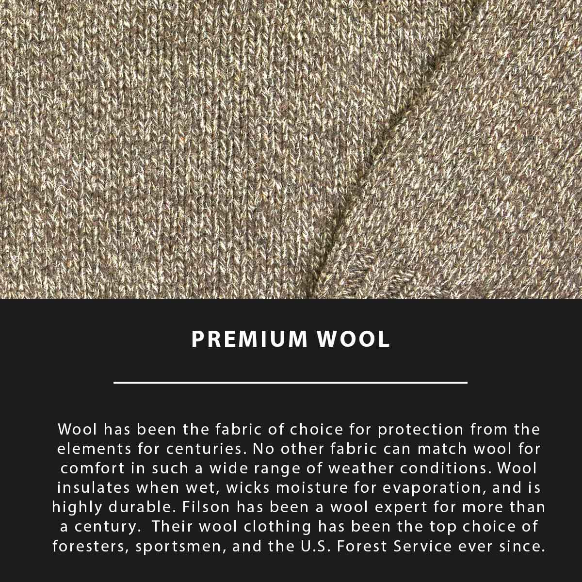 Filson Irish Wool 5 Gauge Sweater Natural/Brown Melange, is gemaakt in Italië met 100% wol