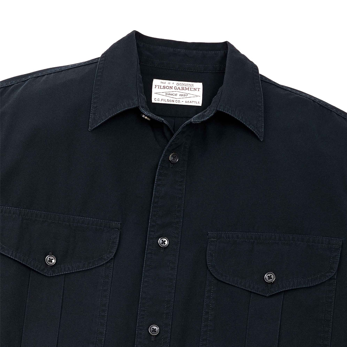 Filson Safari Cloth Guide Shirt Anthracite, hard-wearing, slijtvast, strak geweven overhemd voor op het werk of in het veld
