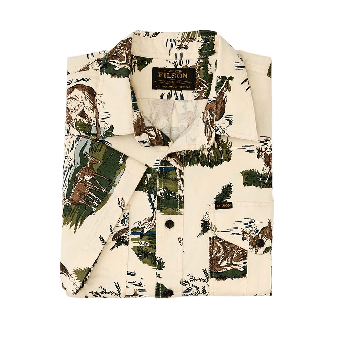 Filson Short Sleeve Lightweight Alaskan Guide Shirt White/Deer, zomers lichtgewicht shirt