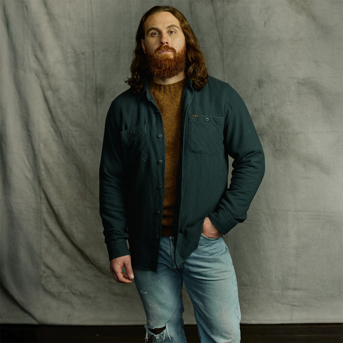Filson The Rangeland Flannel Shirt Forest Green, een nieuw middelzwaar shirt van ultrazachte katoenen flanel