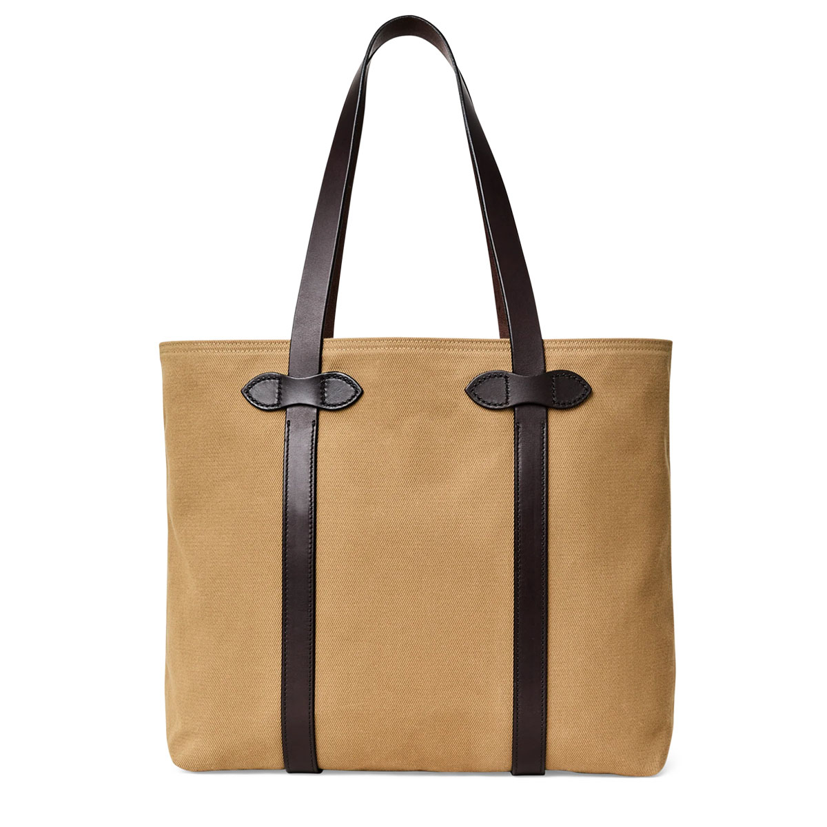 Filson Rugged Twill Large Open Tote Bag Tan, klassiek ogende shopper die ontworpen is voor gemakkelijk toegang tijdens het shoppen