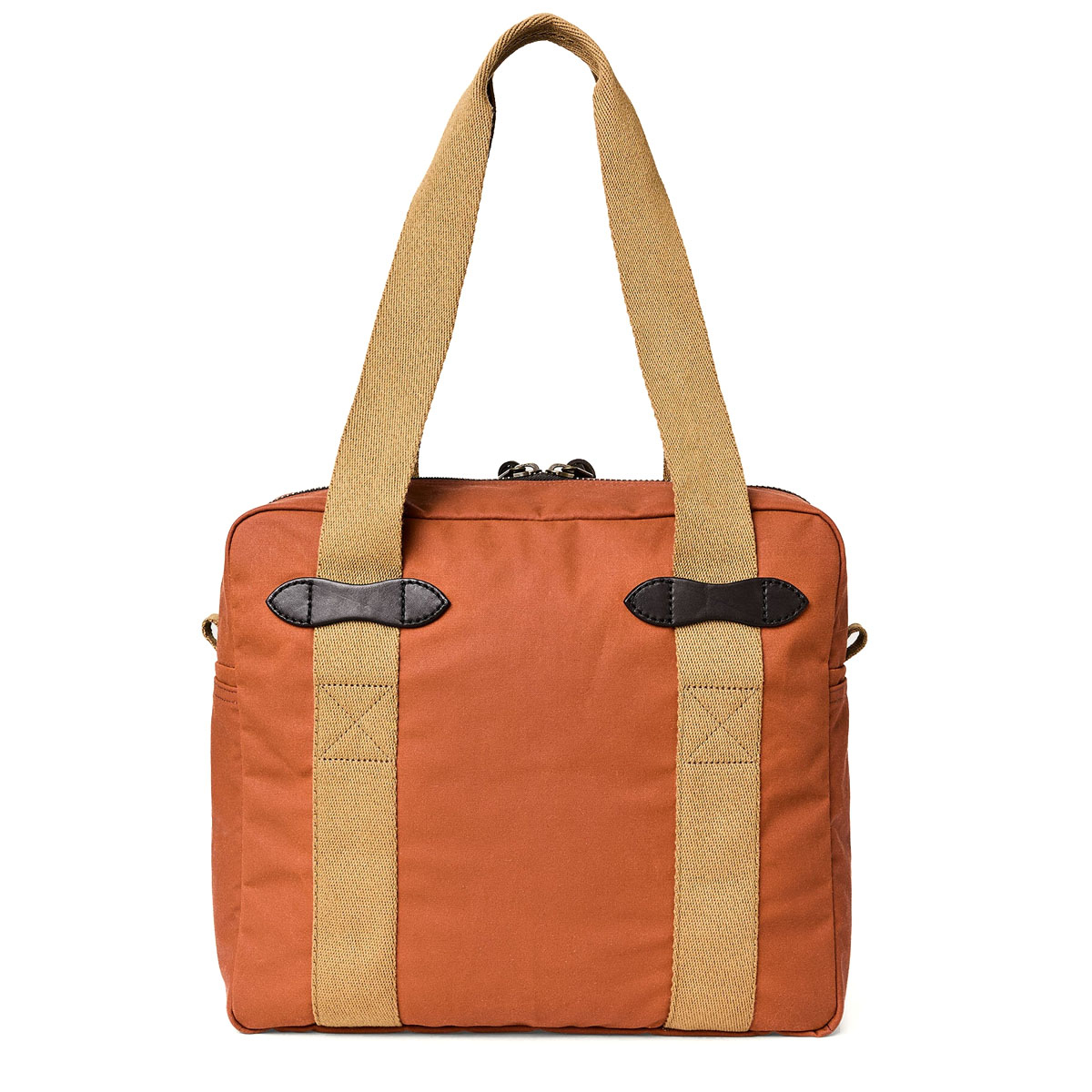 Filson Tin Cloth Tote Bag With Zipper Rust, een klassiek ogende shopper ontworpen voor het gemakkelijk meenemen van spullen