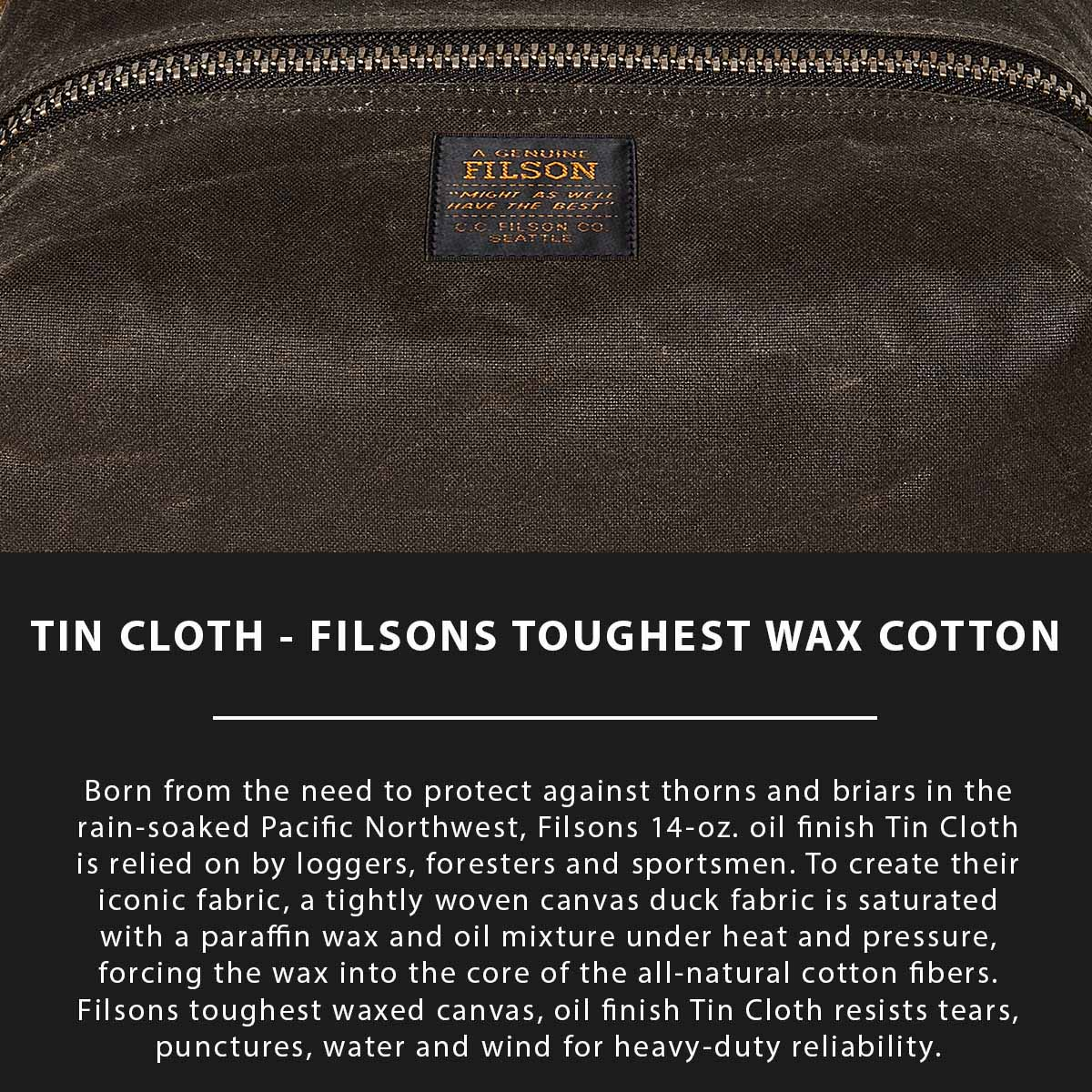 Filson Tin Cloth Travel Kit Otter Green, Tin Cloth Explaned