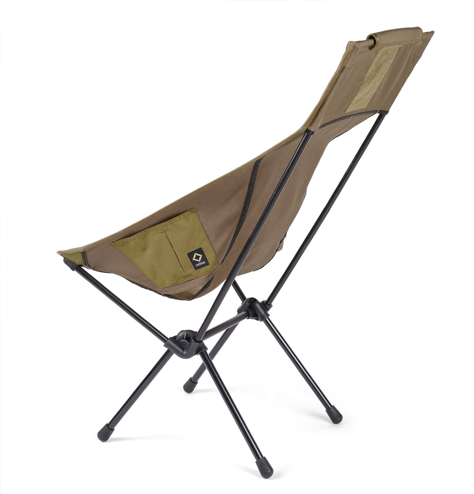 Helinox Tactical Sunset Chair Coyote Tan, draagbare, lichtgewicht stoel met een hogere rugleuning en langere poten