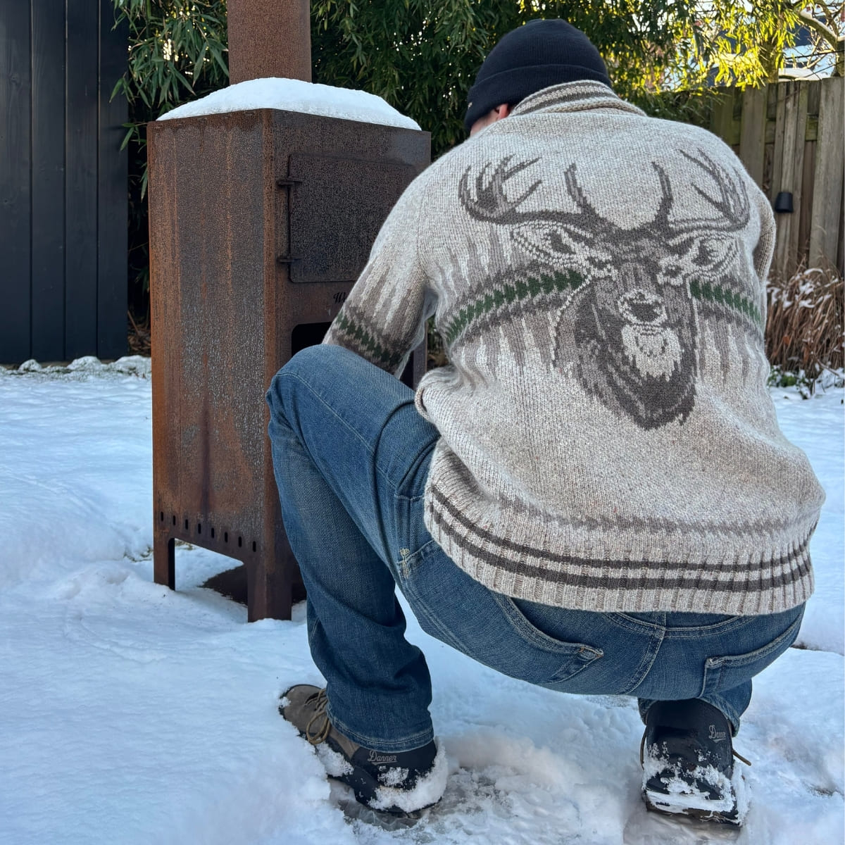 Pendleton Sawtooth Buck Zip Cardigan Oatmea, Gemaakt van lamswol