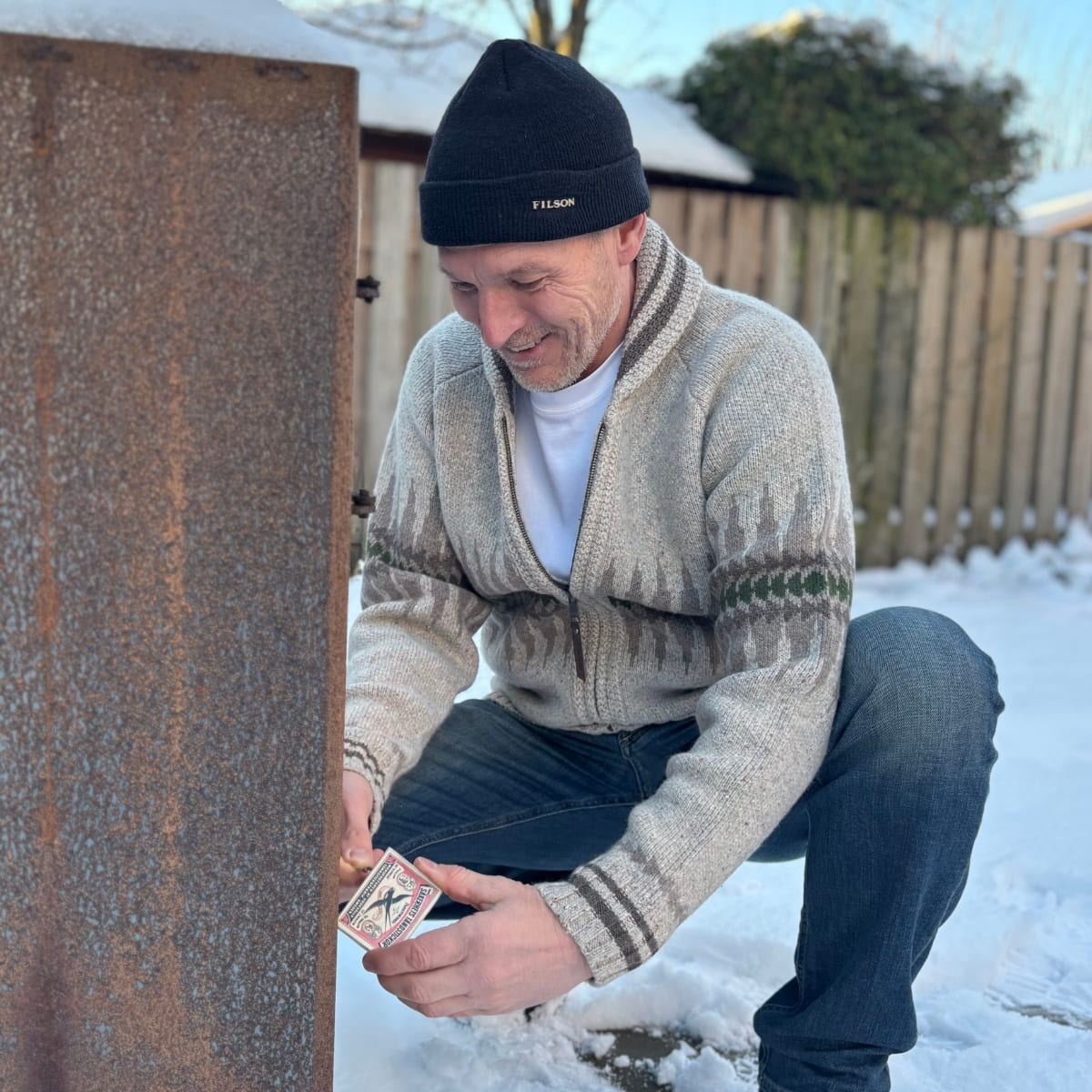 Pendleton Sawtooth Buck Zip Cardigan Oatmea, Prachtig gebreid patroon