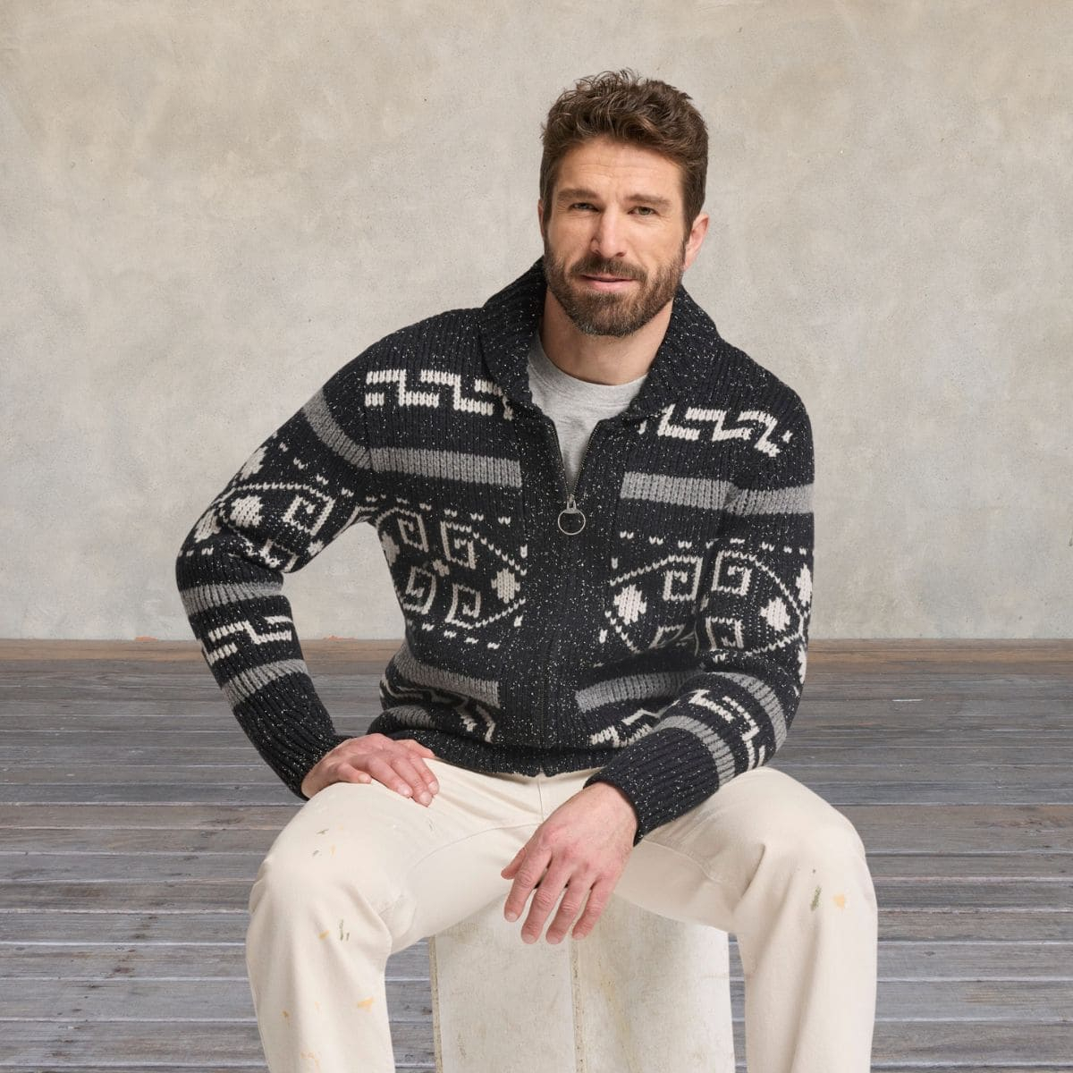 Pendleton The Original Westerley Cardigan Black/Donegal, beautiful knitting pattern.